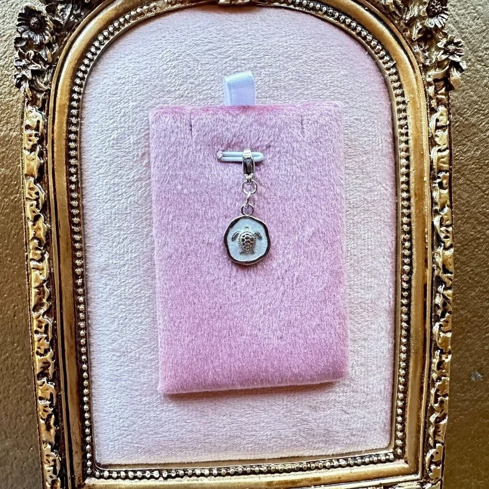 Sea Turtle Charm Pendant Stainless Steel With Lobster Claw Clasp & White Epoxy - Picture 6 of 12